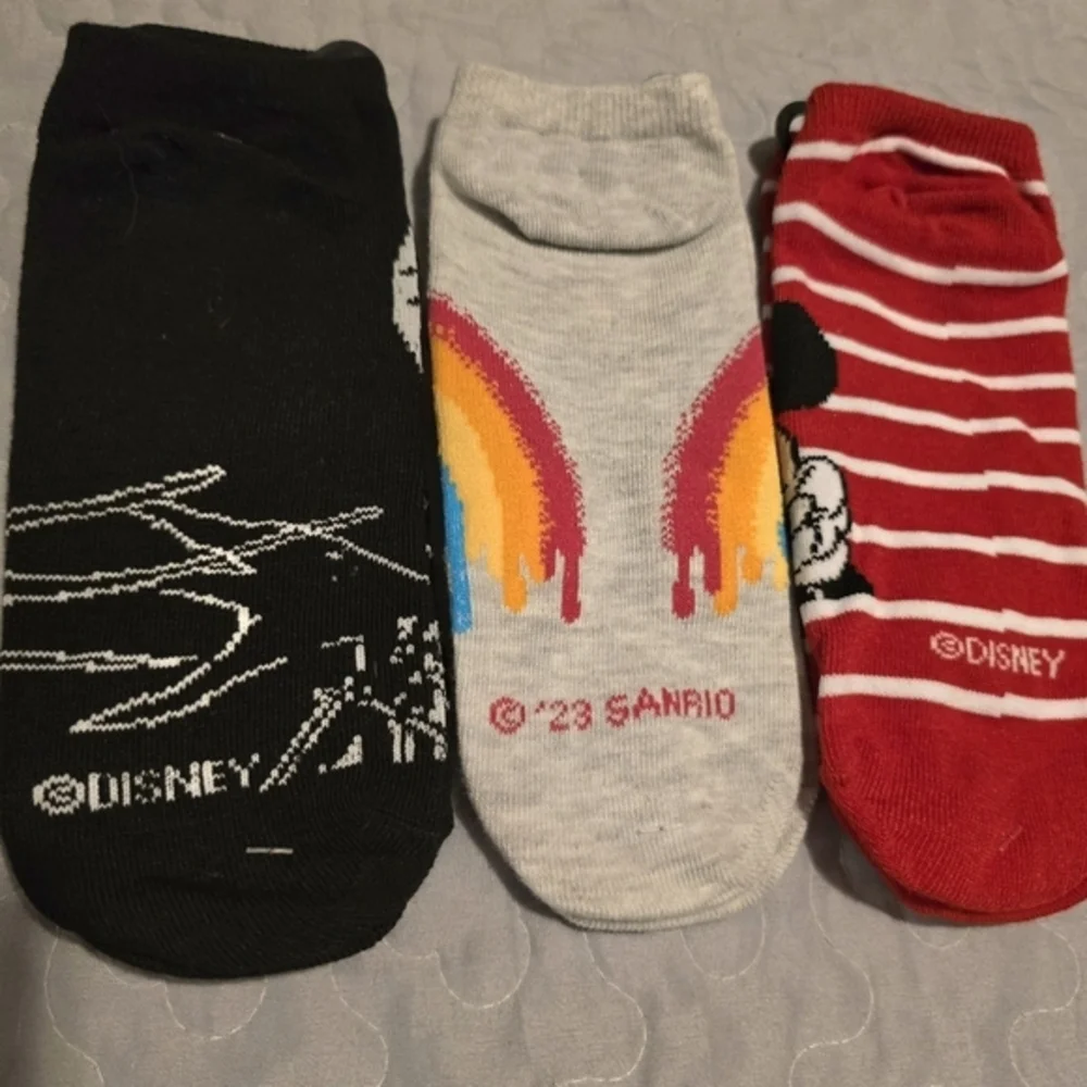 Disney Hello Kitty Mickey Mouse Jack Skellington‎ Womens No Show Socks NWT 4-10